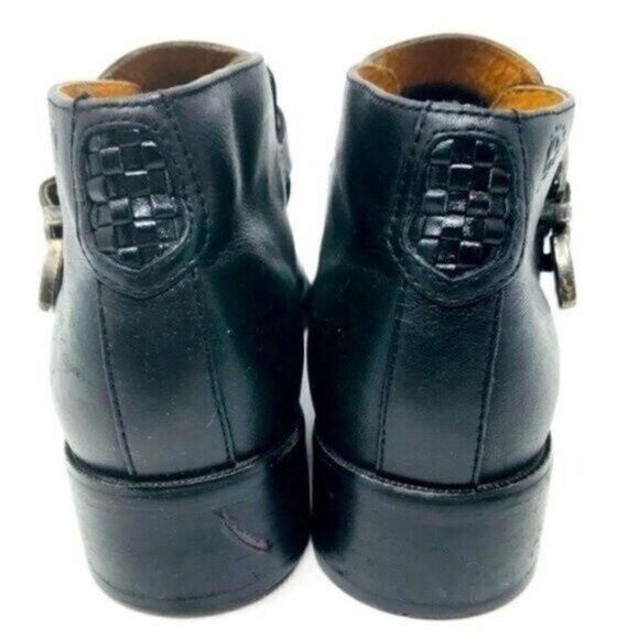 Ariat Black leather ankle boots US 6.5B BoxP buckle weaved leather western - Picture 4 of 6